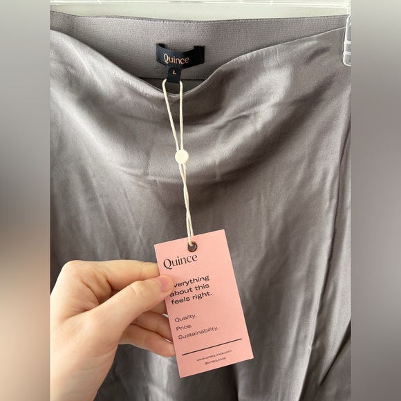 Quince 100% washable silk skirt Large grey - Picture 3 of 6